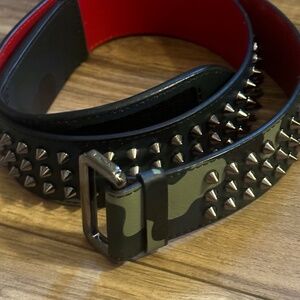 Christian Louboutin Men’s Camo Belt with Spikes, dust bag included, size 34